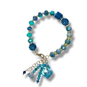 Turquoise Swarovski Beaded Charm Bracelet